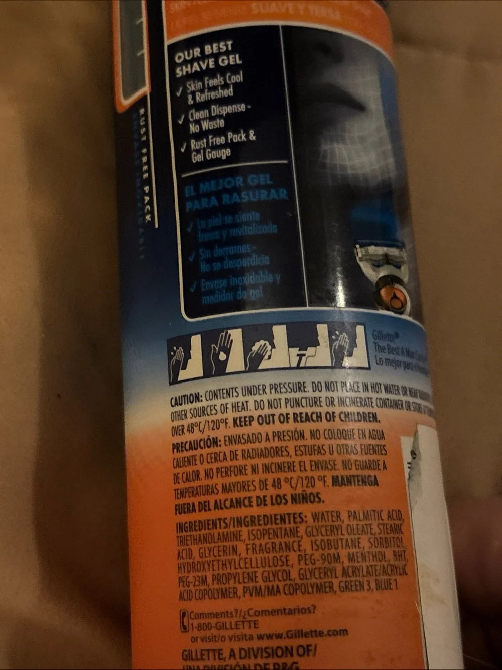 Gillette fusion pro glide sensitive 2 in 1 shave gel ocean breeze 6 oz